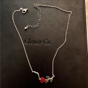Beautiful silver red rose necklace